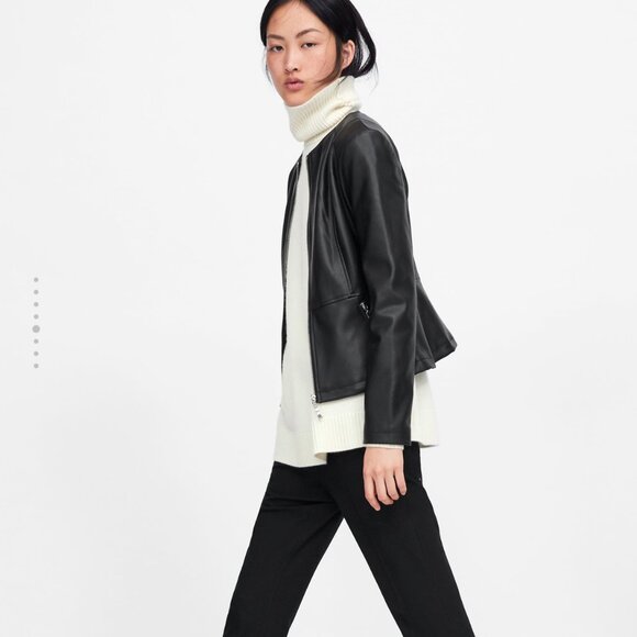 Zara Faux Leather Black Jacket - Picture 5 of 7
